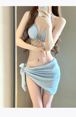 Toucheart Bikini Set Sexy Bikinis Bathing Suit Solid Color Halter Neck Strap Thong Women Swimsuit Set for Beach Swimwear New