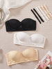 3PCS Women Demi Cup Lace Bra Detachable Straps Underwire Push Up Brassiere Sexy Stylish Strapless Lingerie