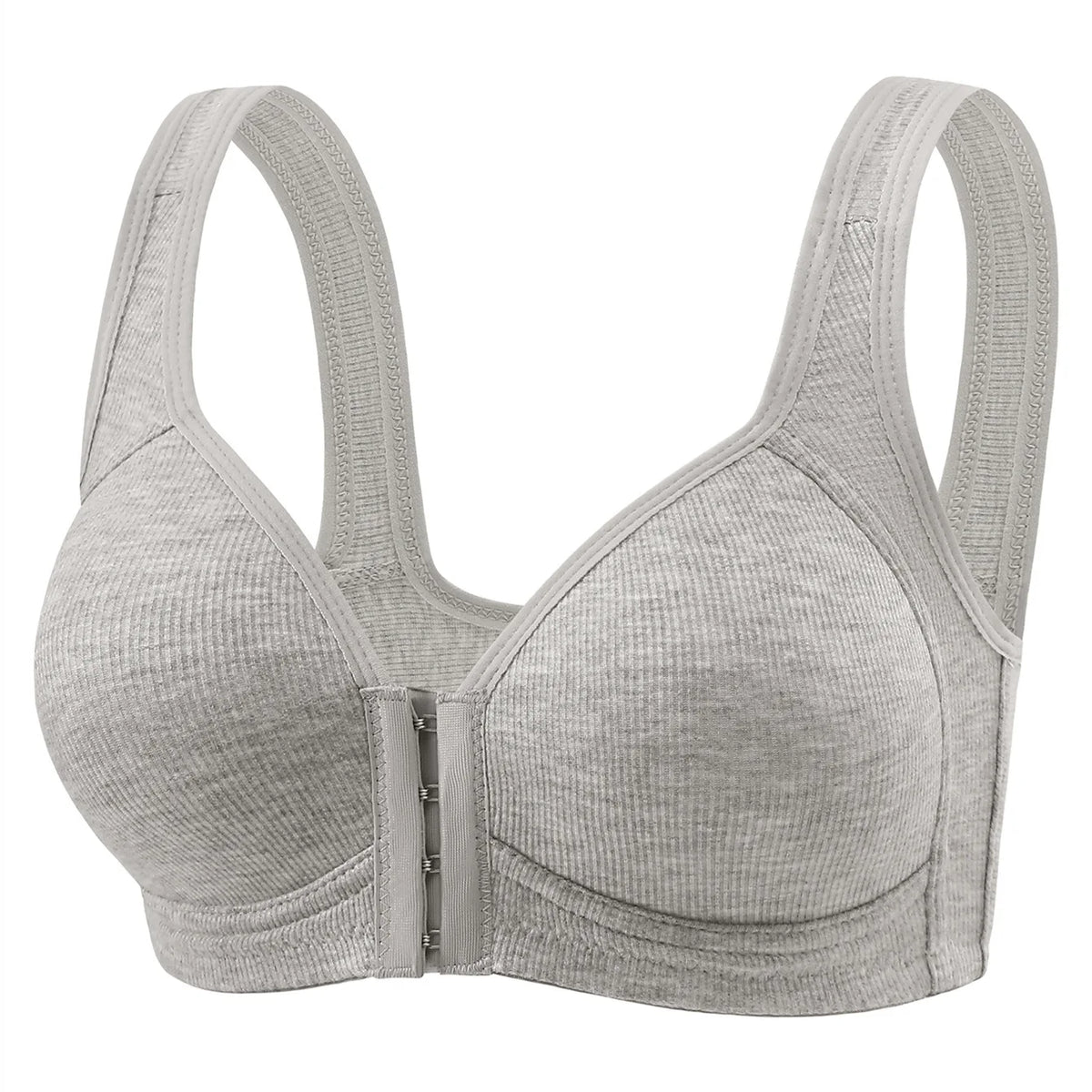 Women's Bra Wire-Free Front Closure Solid Color Full Coverage Fixed Cups More Considerate for Middle-Aged And Elderly Individual