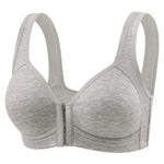 Women's Bra Wire-Free Front Closure Solid Color Full Coverage Fixed Cups More Considerate for Middle-Aged And Elderly Individual