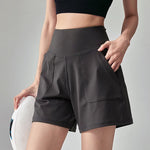 Women's High-Waisted Yoga Shorts with Pockets Quick-Drying Breathable for Summer Outdoor Training Running Pilates Fitness