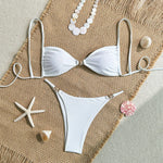 Sexy White Bikinis Sets Women Metal Starfish Pleate Push Up Bra Thong Swimsuit 2025 Summer Bathing Suit Micro Swimwear Biquini