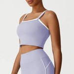 Women's Seamless Yoga Vest - Fake Two-Piece with Backless Removable Padded Sports Bra Stretchy Running Fitness Tank Top