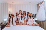 7 Pcs Bride Bridesmaid Robe Sets for Wedding Bridal Party Satin Robes Maid of Honor Robe with Heart Shaped Sunglasses
