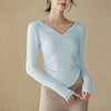 Women's yoga sports long sleeved, autumn and winter high-end slim fit small V-neck sports top fitness long sleeved T-shirt
