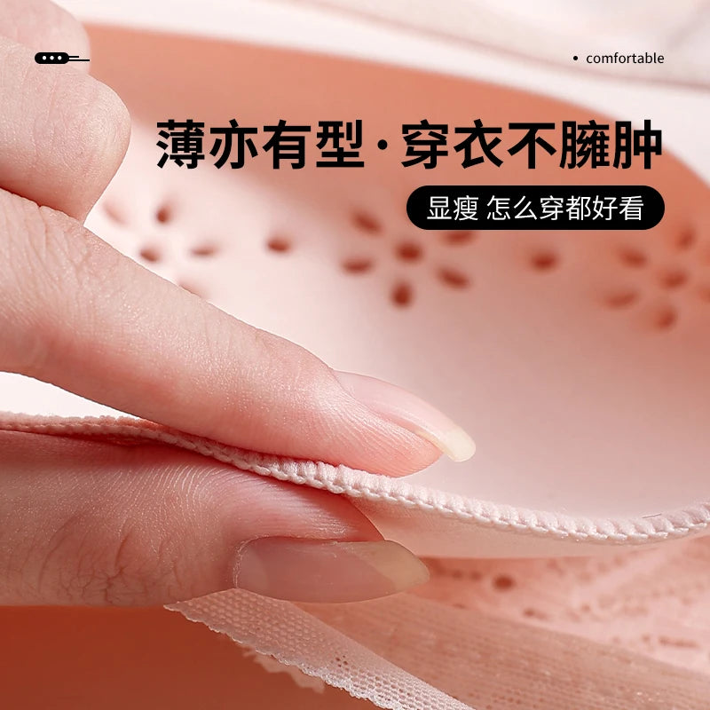Spring And Summer New Five-breasted Thin Hole Cup Breathable Bra Without Underwire, Breast-proof Sagging Underwear Looks Thin Bh