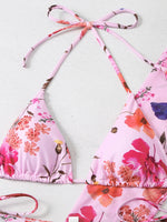 3 Pieces Printed Halter String Bikini 2026 Women & Kimono Swimwear Female Swimsuit Beachwear Bathers Bathing Swimming Swim Suit
