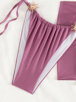 DEKA Women 3 Pieces Cross Halter Bandage Bikinis Set Skirt Swimwear High Waist Drawstring Swimsuit Summer Biquini