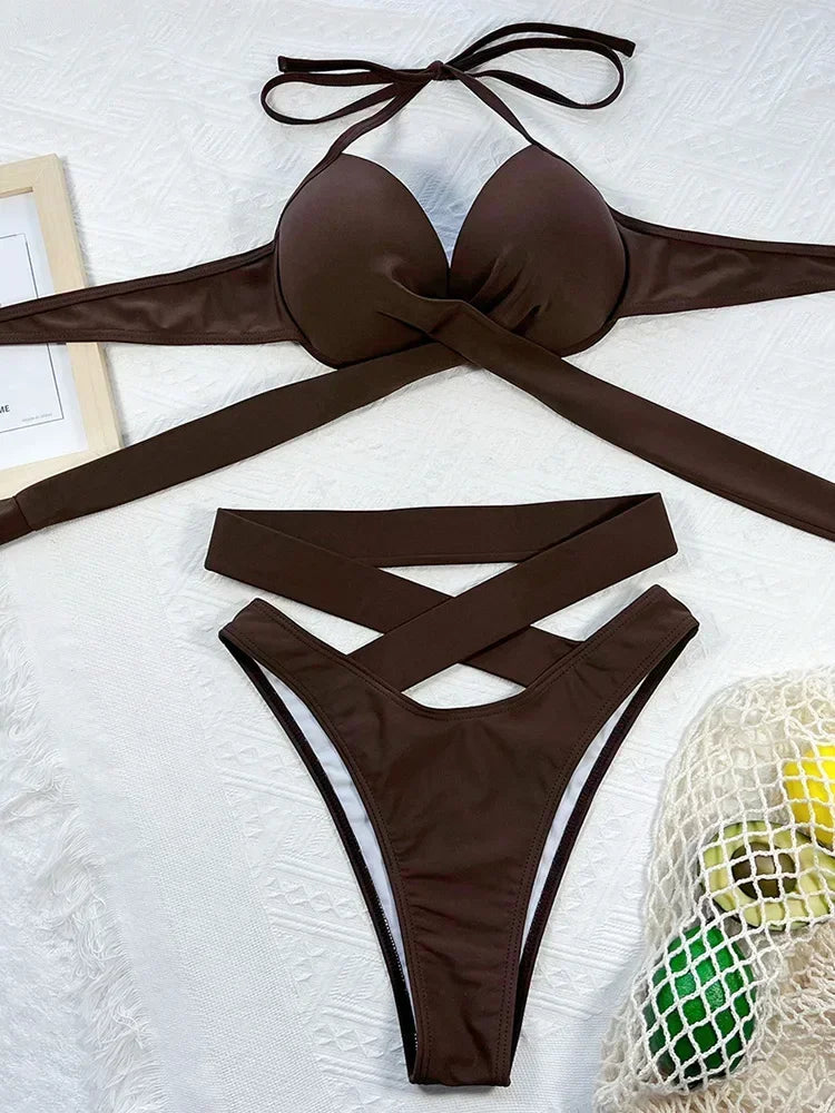 Sexy Underwired Bra Cup Female Swimsuit High Waist Bikini Women Swimwear Two-pieces Bikini set Push Up Bathing Suit Swim Lady
