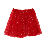 Womens Summer New Tulle Tutu Skirt Elastic Waist Silver Star Print Layered Mesh Mini Skirt Fluffy Carnival Party Dance Skirts