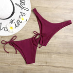 Sexy 3 Piece Bikini Set Women Solid Blue Purple Push Up Bandage Triangle Swimsuit Brazilian Beach Bathing Suit Swumwear Biquini