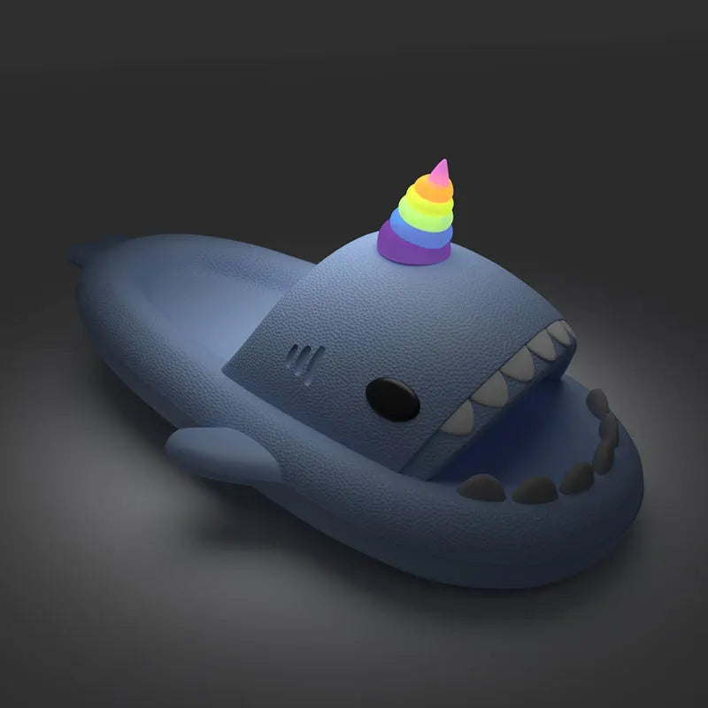 1Pair DIY Shark Slippers Charms Night Glowing Lantern Unicorn Cute Strawberry Panda Ice Cream Fins Shoes Accessories