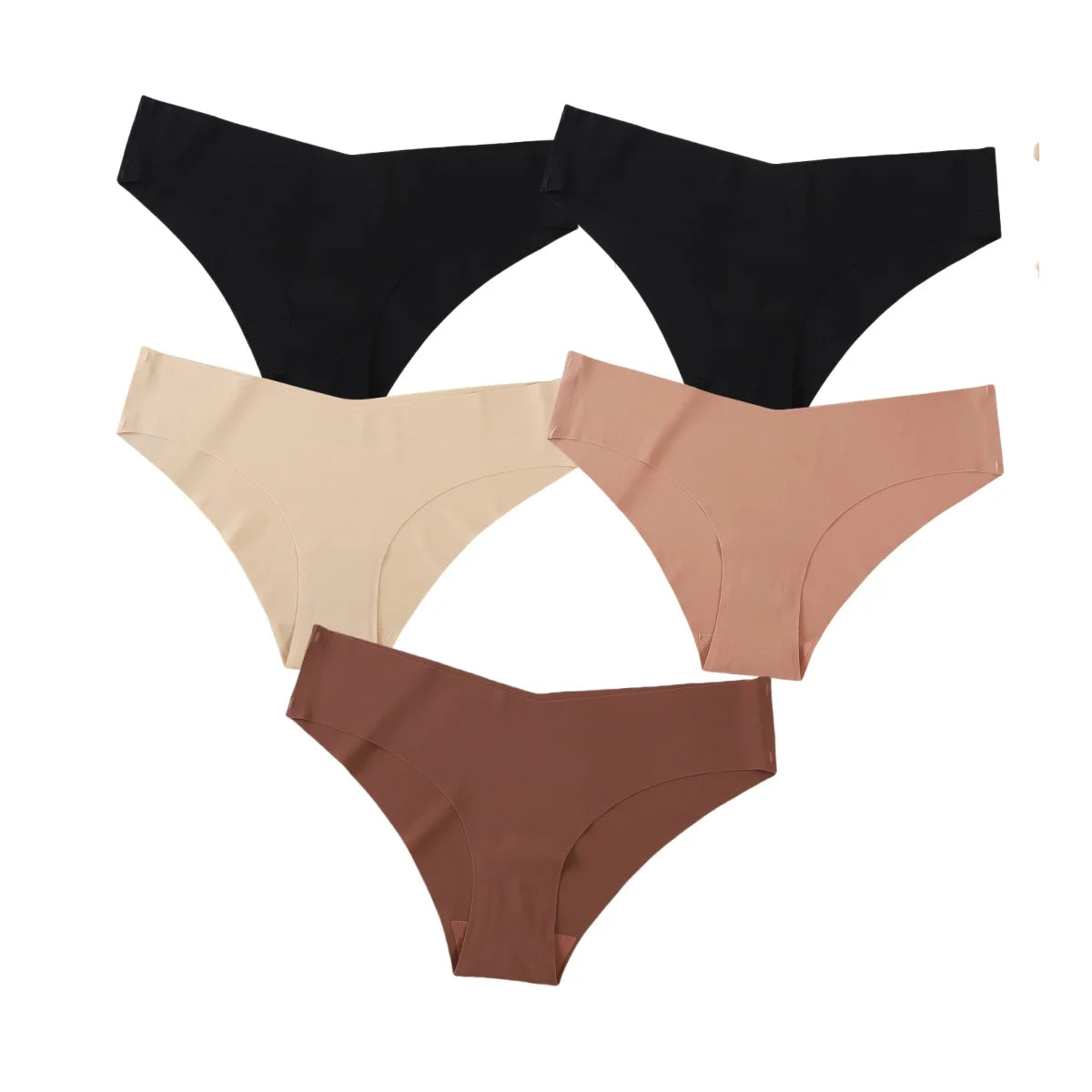 5Pcs/Set Women Panties Seamless Classic Briefs Female V-waist Underpants Soft Ice Silk Panties Sexy Lingerie Low-Rise Underwear