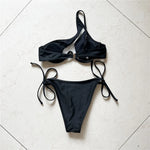 Sexy One Shoulder Underwired V-Bar Bikini Female Swimsuit Women Swimwear Two-pieces Bikini Set Bather Bathing Suit Swim V4229
