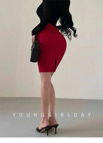 Korean Pure Desire Sexy OL High Waist Ruched Hip Slit Mid-Length Bodycon Skirt Fashion Sexy Women Mini Skirts 2026 New BL9X