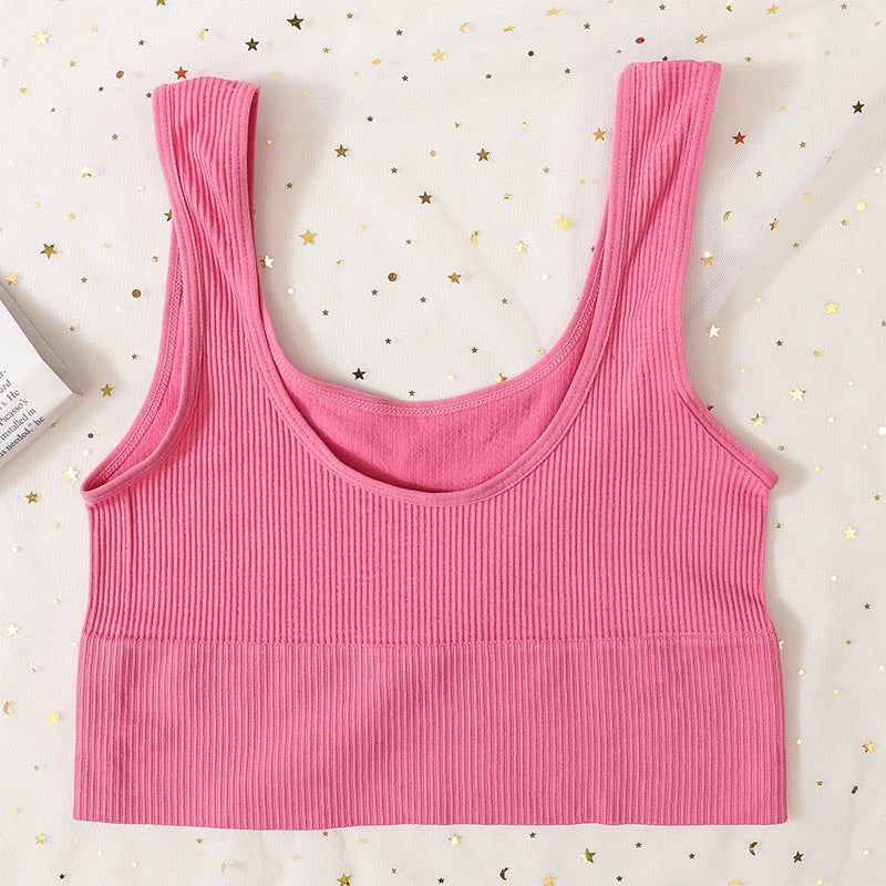 Seamless Bras For Women Streetwear Rib Sports Tank Top Sexy Lingerie No Pads Crop Top Female Fitness Underwear