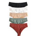 5Pcs/SetWomen Panties Low Rise G-String Thongs Seamless Underwear Female Underpants Sexy Lingerie Solid Color Bottom M-XL