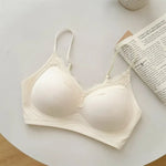 Wirefree Bra for Small Boobs Push Up Padded Strappy Summer Bralette Seamless Comfort Daily Wear Lightweight Thin Straps Lingerie