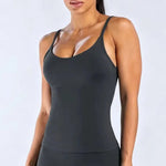 NCLAGEN Women's Pilates Tank Top Gym Clothes Yoga vest with built in bra Thin Strap Seamless Fitness Sportswear Workout Tops