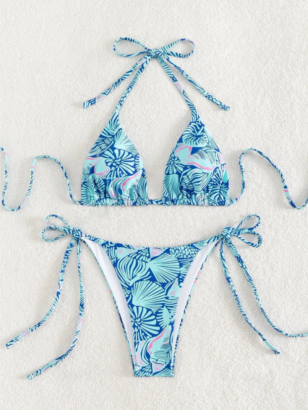 Sexy String Bikini 2024 Two Pieces Print Swimsuit Female Swimwear Women Thong Bikinis Set Bather Beachwear Bathing Suit Pool