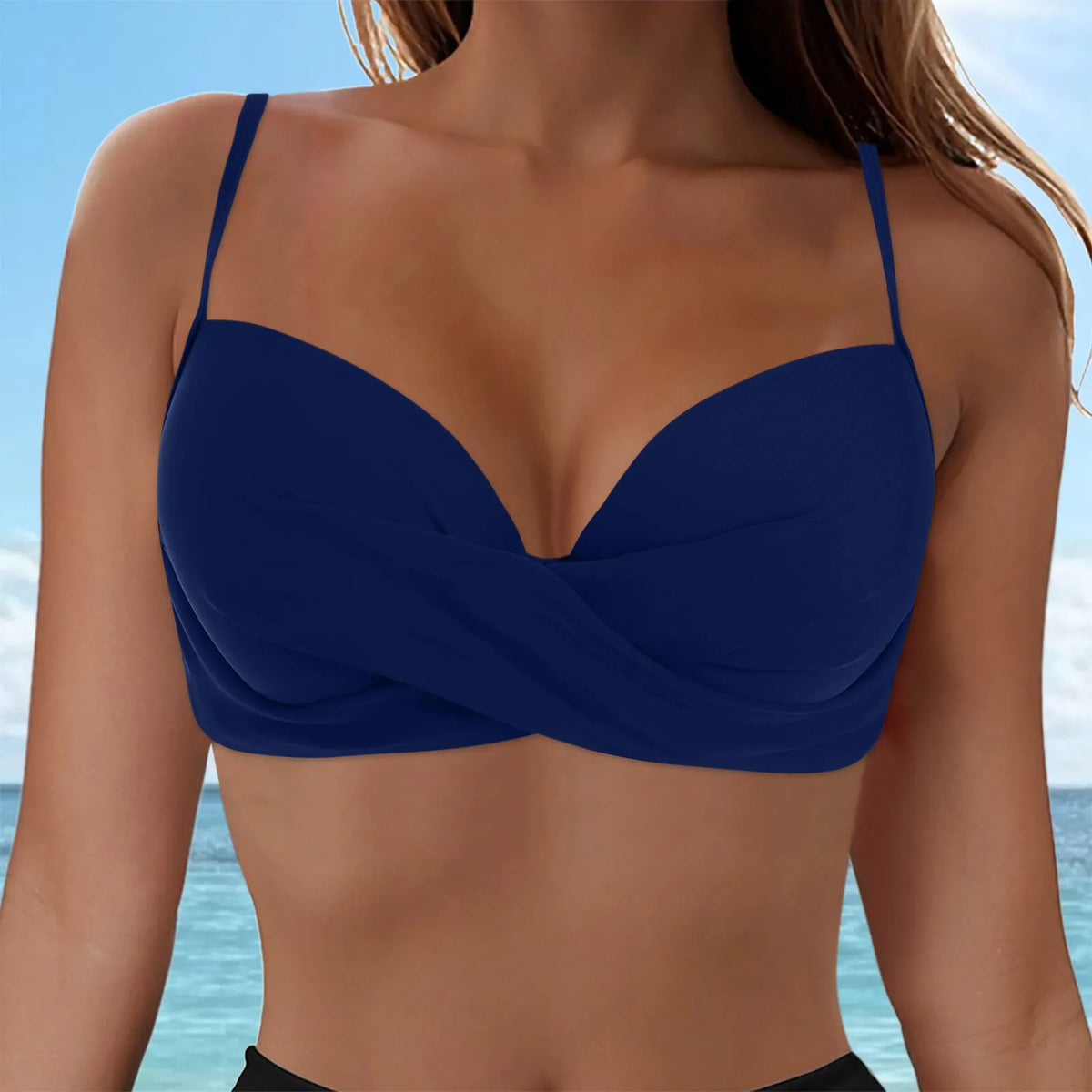Women's Sexy Bikini Bra Fashion Push Up Underwear Swimsuit Solid Color Cross Tie Bra Pad No Steel Swimsuits Bikini Lenceria