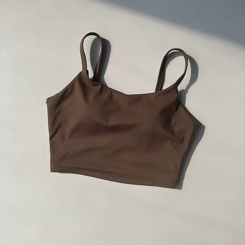 Women's yoga sports bra, small camisole vest integrated fixed gathering sports and fitness bra