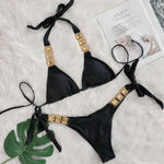 Halter Brazilian Rhintstones Diamond Bikini Women Swimsuit Female Swimwear Two Pieces Bikini Set Scrunch Butt Bathing Suit Swim