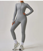 Women's Jumpsuits One-Piece Suit Yoga Set Zipper Long Sleeve Gym Push Up Workout Clothes Fitness Bodysuit Sportswear Tracksuit