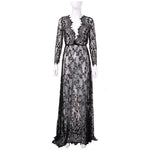 Sexy See Through Lace Long Dresses For Women Deep V-neck Solid Color Maxi Dress Fashion Streetwear Party Night Club Vestidos New
