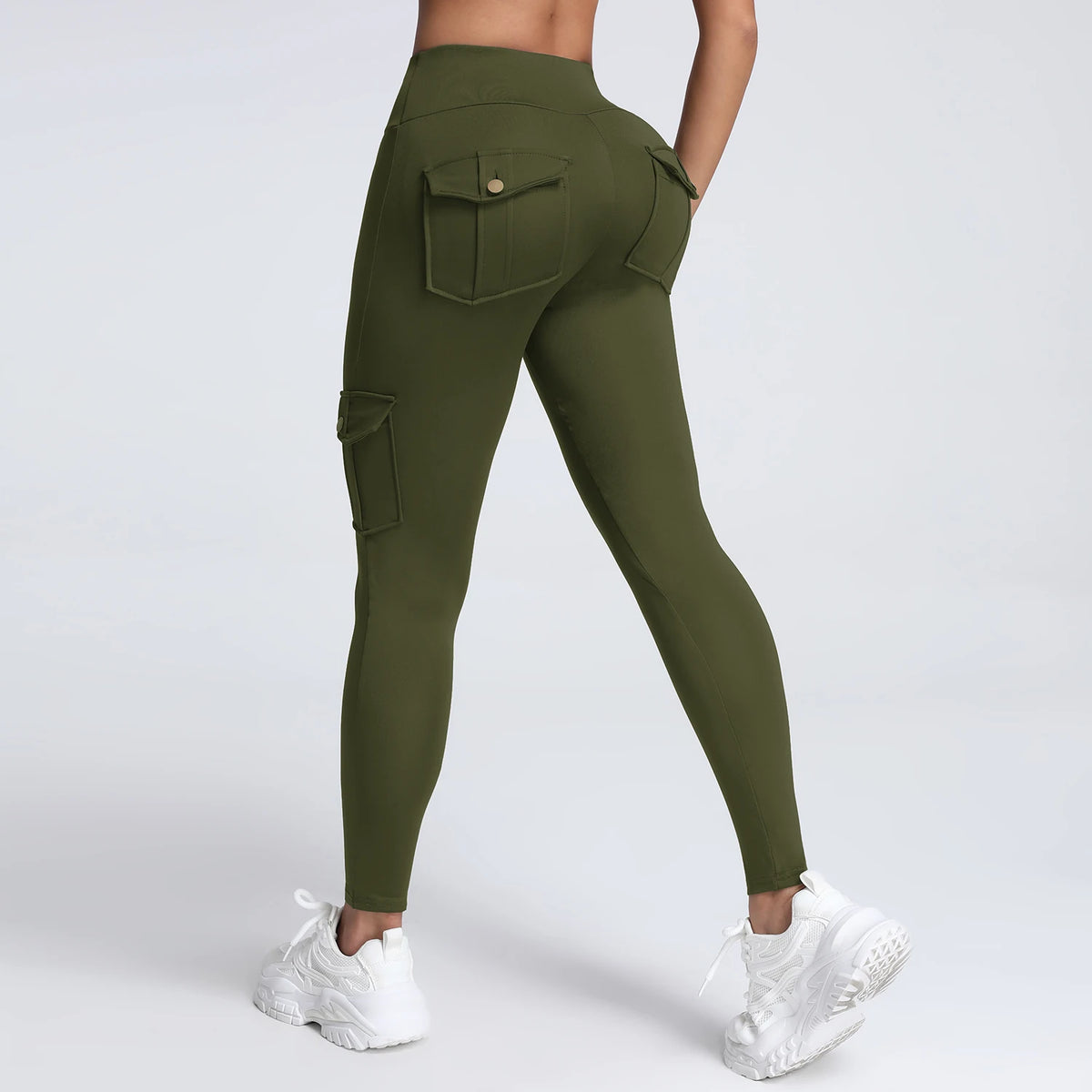 Women's Cargo Pocket Fitness Yoga Leggings With Pockets - High-Waisted Stretch Tights Butt Lift Yoga Running Pants