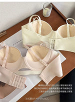 TikTok Viral MOYISU Summer Satin Bralette Strapless Push Up Bra&Set French Retro Anti Sag Lingerie Set Small Breast Support Gift