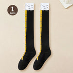 1/2 Pairs Women Knee High Socks Trendy Cartoon Funny Chicken Claw Socks Fitness Sports Casual Slim Leg Long Tube Socks Women