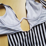 S - XL V shape Wire Striped Women Swimwear One Piece SwimsuitFemale V-bar Underwired Bather Bathing Suit Swim Monokini V472