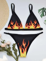 Fire Print Bikini Sexy Off Shouler Women Swimsuit Push Up Plaid Swimwear Brazilian Bikini Set Bathing Suit Trajes De Baño Mujer