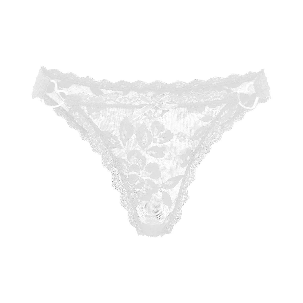 1pc Women's Multi-Color Lace Panty Low-Rise Bowknot Lingerie Hollow Out Semi-Covered Butt Heart Buckle Soft Breathable Underwear
