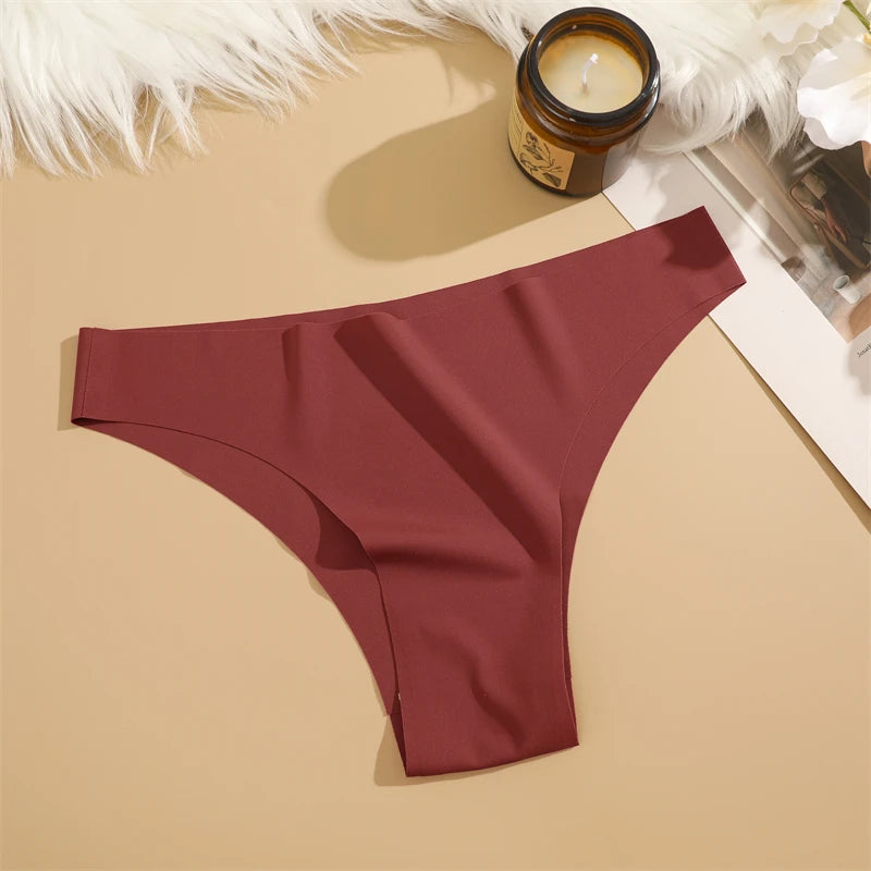 3PCS Seamless Panties Ultra-thin Brazilian Maillard panties Women Ice Silk Underwear Sexy Panty Low Waist G-string Female Solid