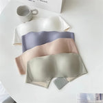 2Pcs/Set Strapless Bras For Women Push Up Bra Non-wire Bra Glossy Brassiere Seamless Underwear 1/2 Cup Padded Sexy Lingerie