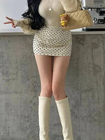 Pure Desire Sweet Girl Sexy High Waist Skinny Plush Point Skirt With Hip Short Sweet Mini Skirt Hot Sexy Korean Women 6P84