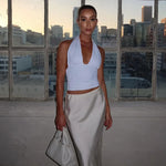 FDYOUI Sexy Deep V-neck Bandage Solid Crop Tops Women's 2026 Summer Halter Off Shoulder Sleeveless T-shirt Vacation Corset Top