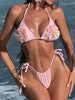 3D Flowers Halter High Leg Cut Thong Bikini Female Swimsuit Women Swimwear Two-Pieces Bikini Set Bather Bathing Suit Swim V6962