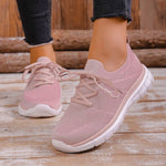 Breathable Mesh Sports Flat Shoes Women Plus Size 43 Slip On Knitted Platform Sneakers Woman Comfortable Soft Sole Running Shoes