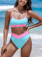 ZTVitality Swimsuit Women Bikinis Set Sexy Patchwork Bikini Beachwear High Waist Tow-Piece Swimwear Bathing Suit Push Up Biquini