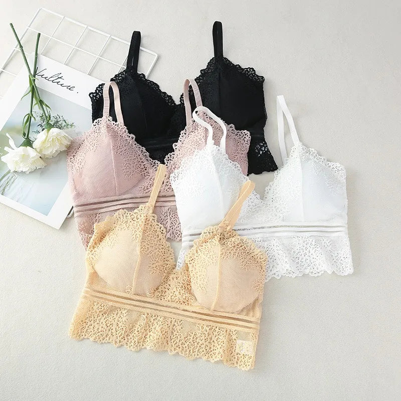 Lace Bralette Women Bras Tube Top Sexy Lingerie V Neck Crop Tops Underwear Cropped Bra Female Tank Crop Top