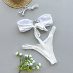 DEKA Bandeau Bikini Summer Beach Classic Strapless Swimsuit Women Sexy Tie Side Shiny Metal Hardware Ring Bandeau Bikni Beach