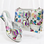 Doershow New Arrival Shoes and Bag Set African Sets 2024 green Nigerian Women Shoes and Matching Bags Set for wedding HAA1-8