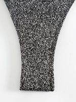 DEKA Sequins One Piece Swimwear Shiny Deep V Swimsuit Female Monokini Sexy Women's Push Up Glitter Swimsuit