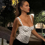 FDYOUI 2026 Summer Women's Polka Dot Camisoles Fashion Sexy Sleeveless T-shirt Backless Slim Corset Female Crop Tops Streetwear