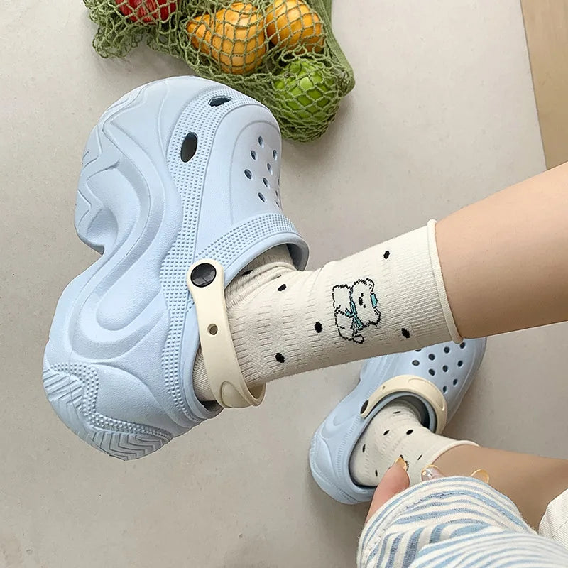 Cute DIY Butterfly Fashion Clogs For Women Summer Platform Shoes Soft EVA 2 Way Wear Sandals For Female Indoor Street Slippers