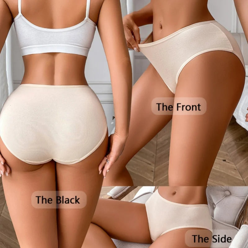 3Pcs/Set Cotton Panties Women Sexy Lingerie Plus Size Women's High Waist Briefs Solid Color Panty Breathable Underpants XS-2XL