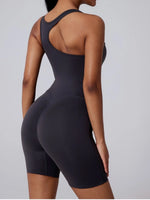 Sexy Fitness Yoga Jumpsuit Women Sleeveless Slim Playsuit Pleated Hollow Running Scrunch Shorts Romper One Piece Sports Suit